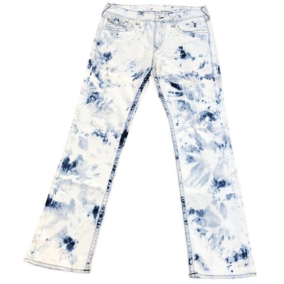 True Religion Jeans Size 36 STRAIGHT Blue/White - Picture 3 of 10